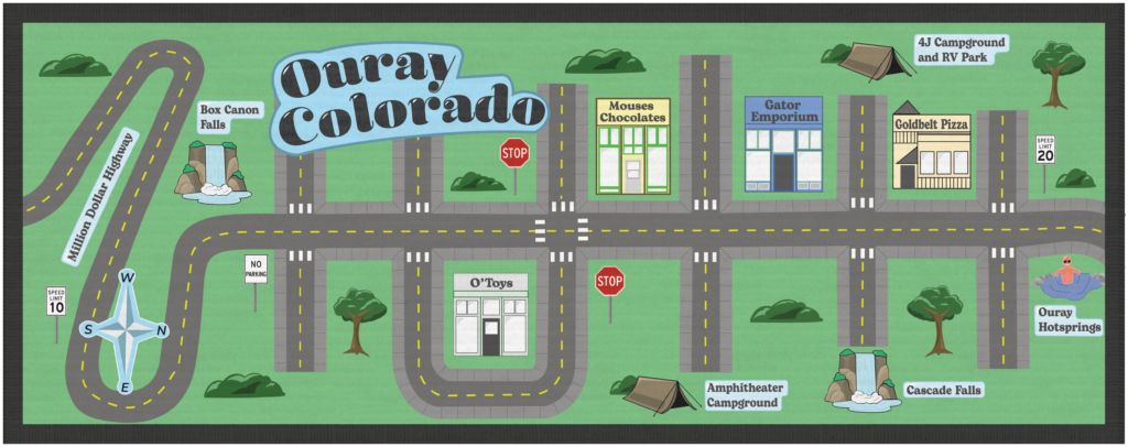 Day trip map of Ouray, Colorado