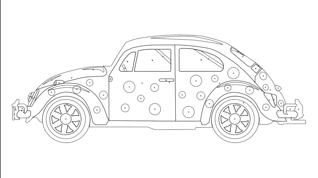 Clear lines of the clean file behind the design